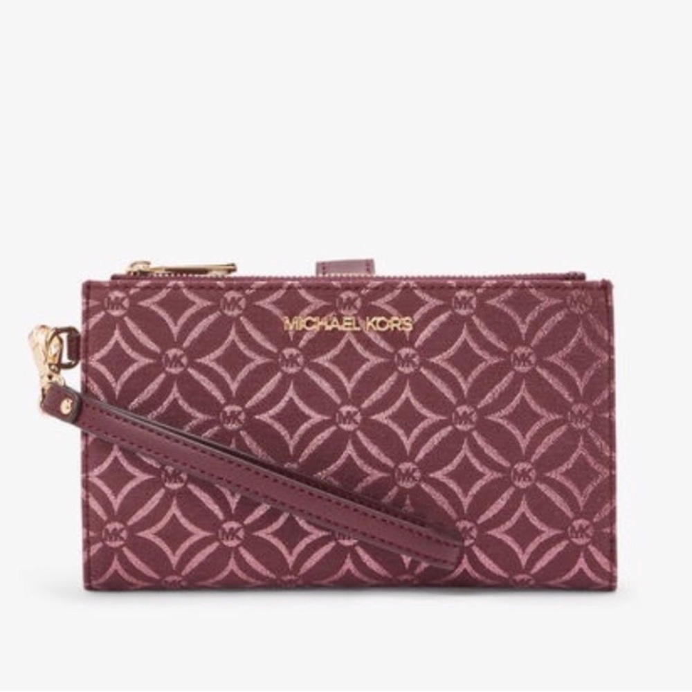 NWT Michael Kors Patterned Plum Wristlet